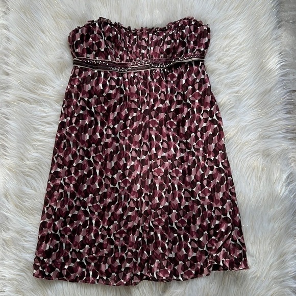 BCBGMaxazria circle print silk strapless dress size 8 - Picture 1 of 11